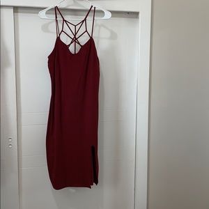 Burgundy body on dress.